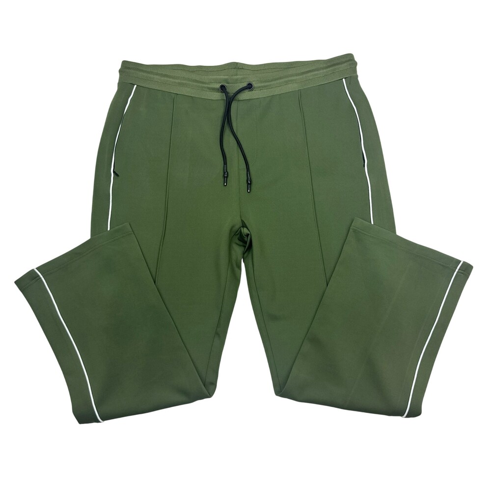 Karl Lagerfeld Paris Track Pants Mens XL Green Knit Side Stripe Casual Stretch